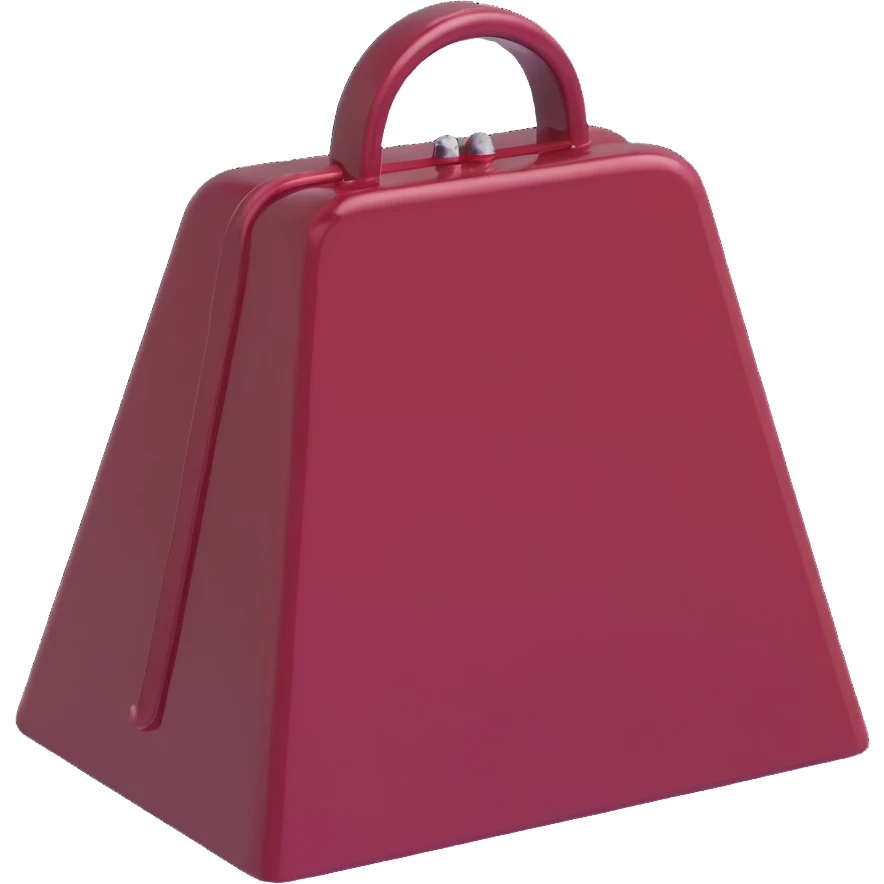 maroon cowbell, 3D style, shiny, realistic emoji