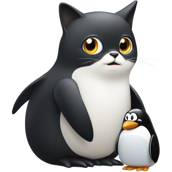 Cat and penguin  emoji