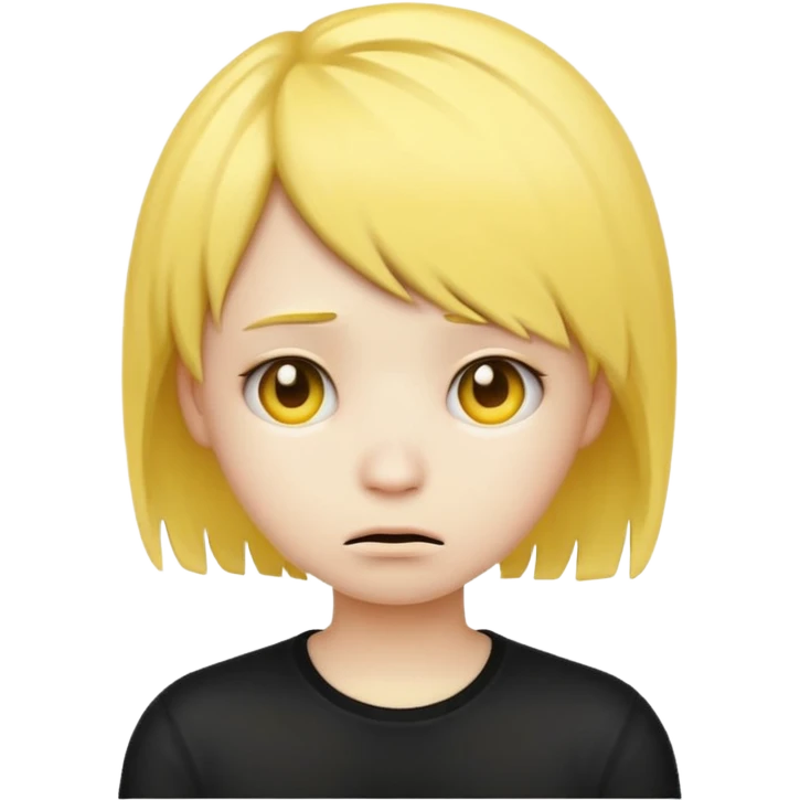 classic yellow emoji with emo hairstyle and sad expression emoji