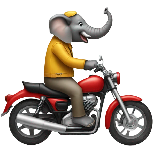 Elephant on a motorcycle background, the moon emoji