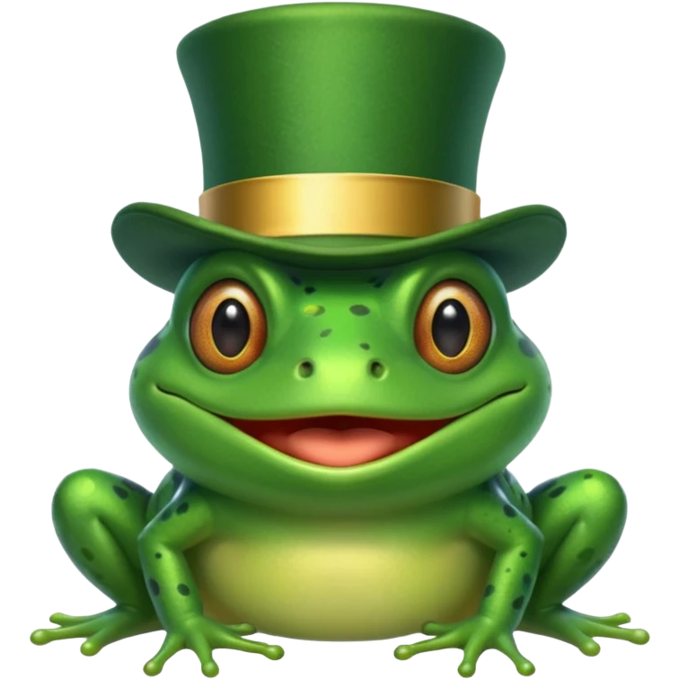 Frog in Green Top Hat – cheerful frog with shiny emerald top hat. emoji