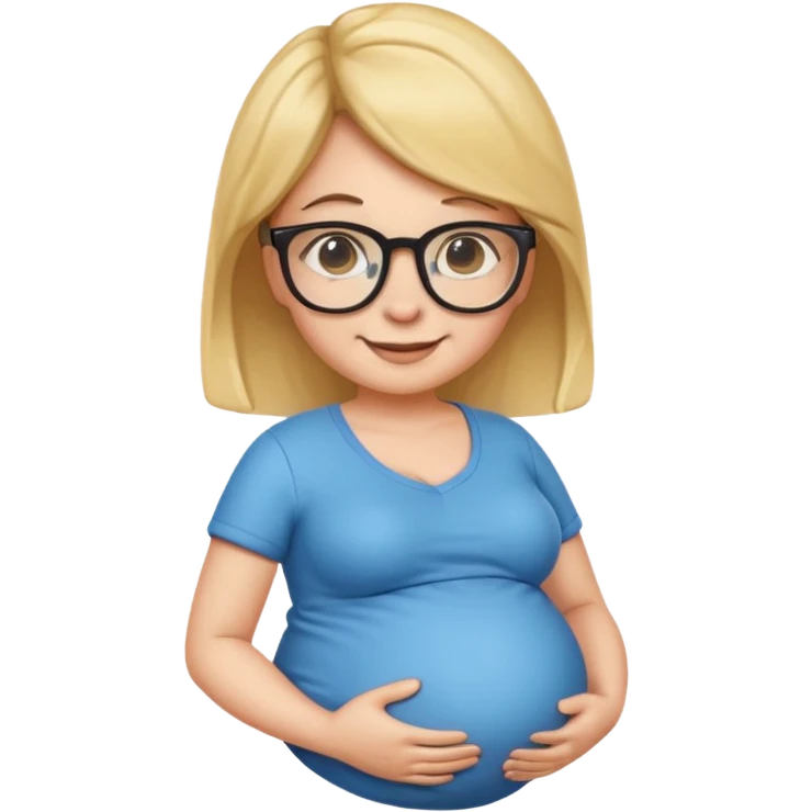 pregnant nerd emoji with glasses, smiling, holding belly emoji