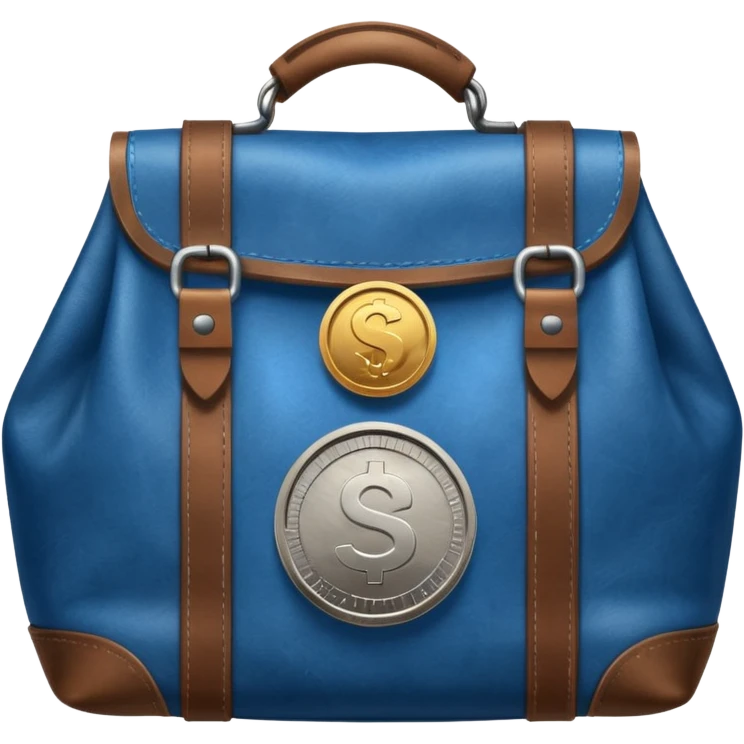 blue coins inside a leather bag  emoji