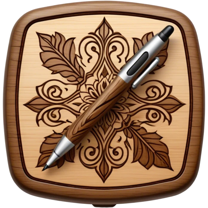 Pyrography icon, wooden surface with detailed burn marks, intricate patterns etched into wood using a hot stylus, no flames or smoke, minimalistic style, clean lines, transparent background. emoji