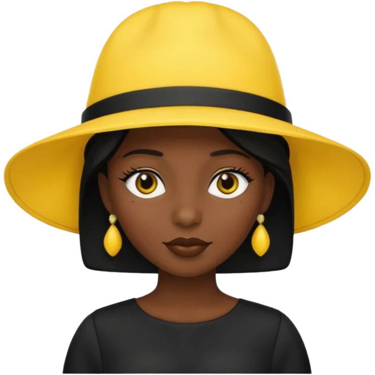 black dressed women with yellow hat emoji