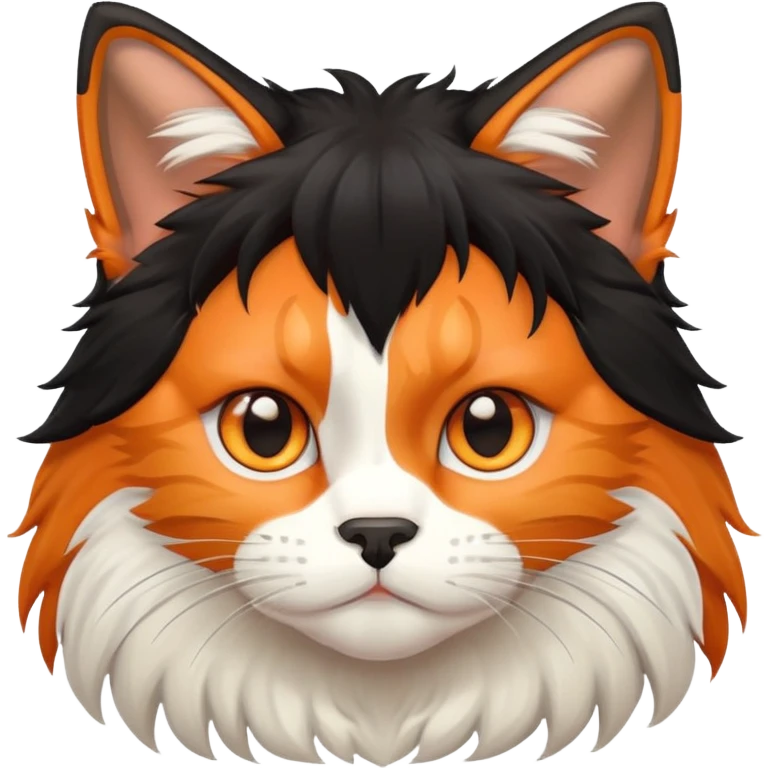 balck hair boy with Maine Coon emoji