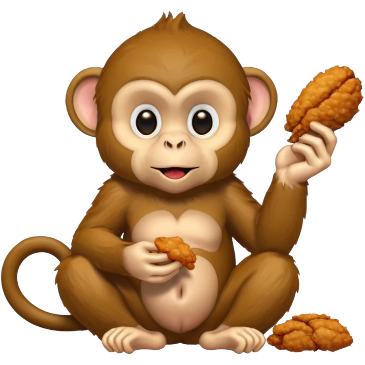 A monkey eating chiken emoji