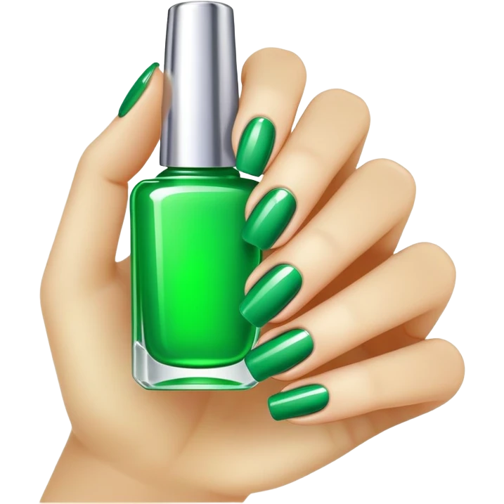 Green nails with gel bottle  emoji