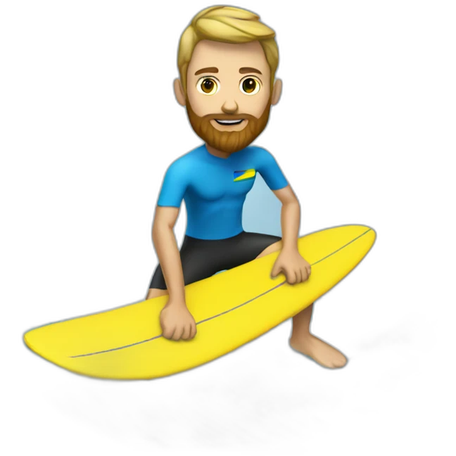 surfer with a beard from ukraine on a wave! emoji