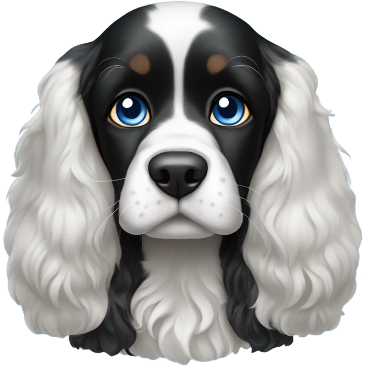 Black and white cocker spaniel with blue eyes emoji