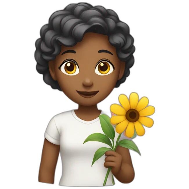 Girl holding a flower emoji