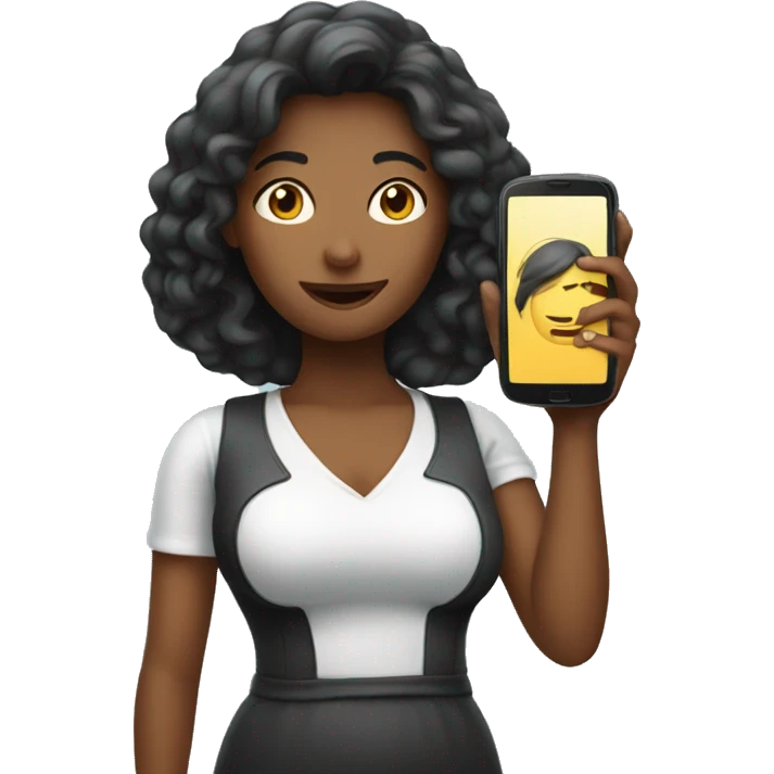 woman showing big phone emoji