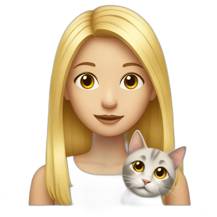 Blond girl with cat emoji