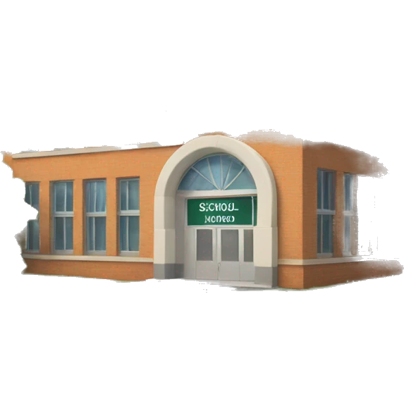 school building with school sign emoji