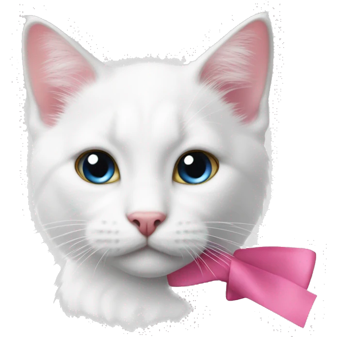 weisse katze mit pinke schleife emoji
