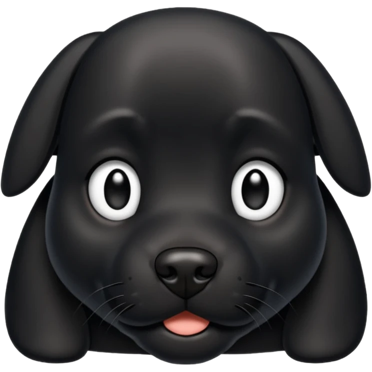 A black not hairy dog ￼ emoji