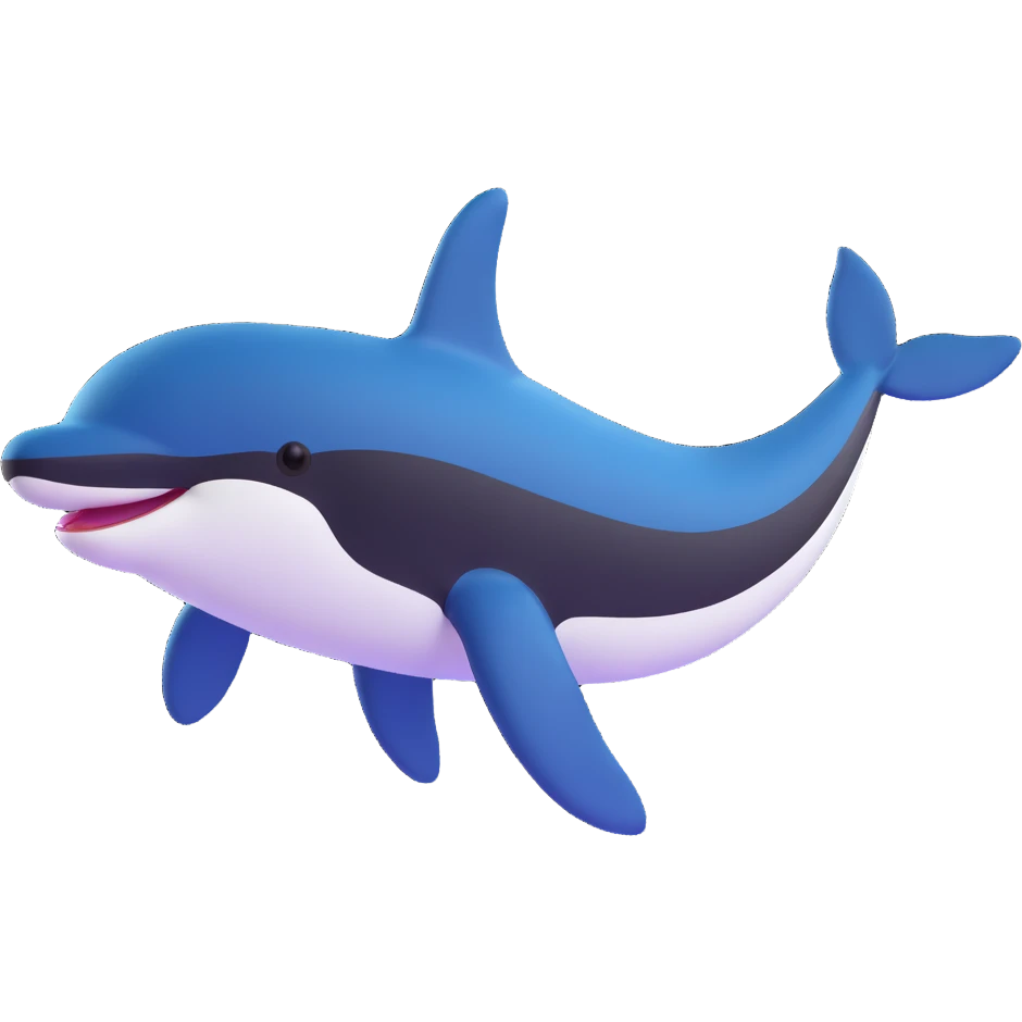 Make the orca more slender and streamlined, keeping the 3D emoji style and all previous changes. emoji