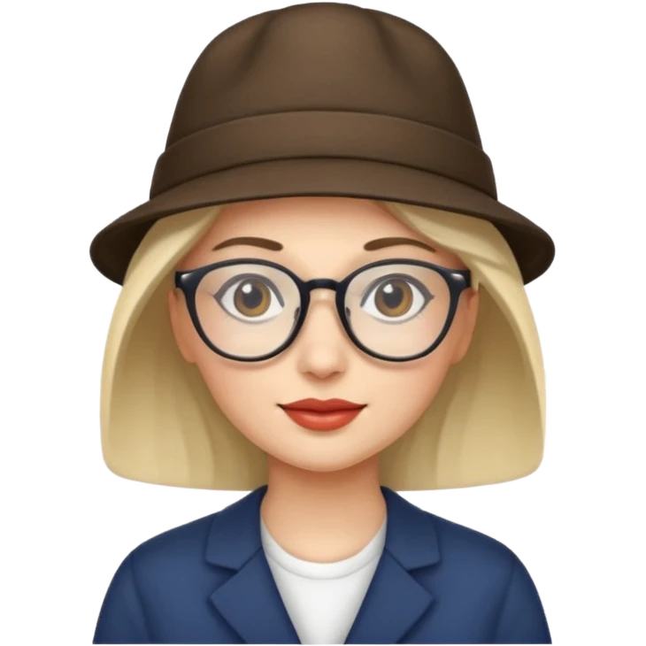 hatted woman with glasses emoji