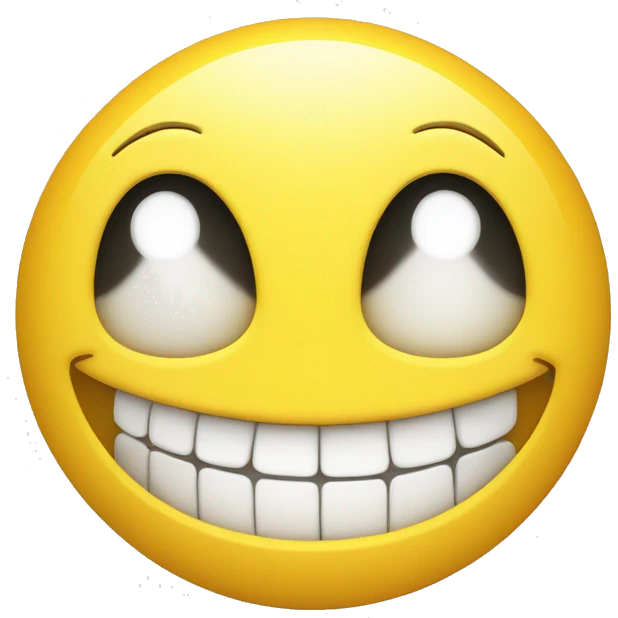 Yellow smiling face showing all white teeth, wearing black specks emoji