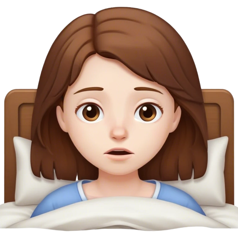 Tired Girl with brown hair waking up out of bed emoji