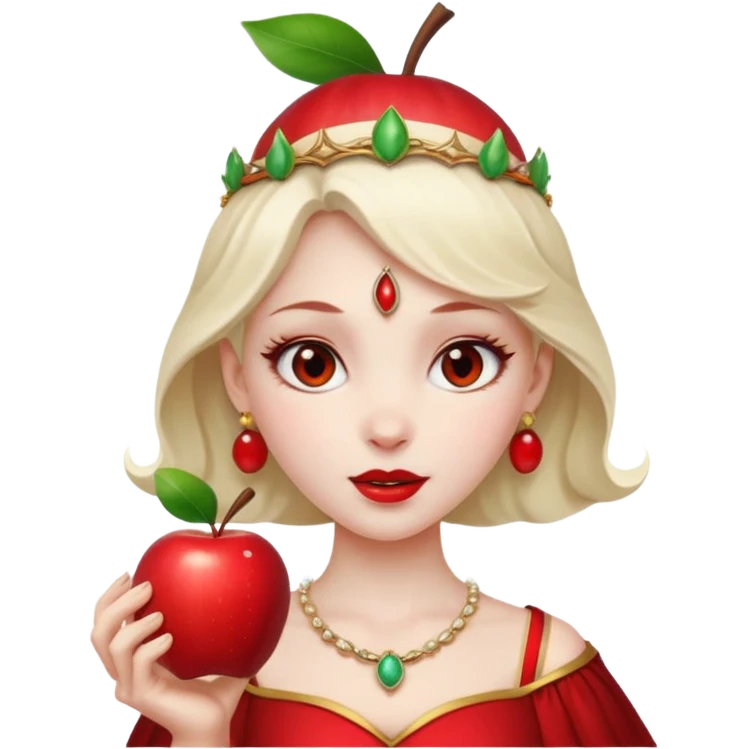 Savathûn from Destiny 2 as an apple-style emoji, with her iconic headpiece, sharp features, and a mischievous expression, simplified for emoji format emoji