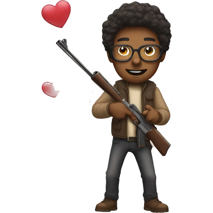 a lighskin beardead glasses guy shooting hearts with a shotgun emoji
