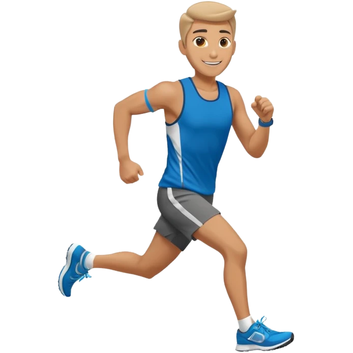 businessman running a marathon, face to camera emoji