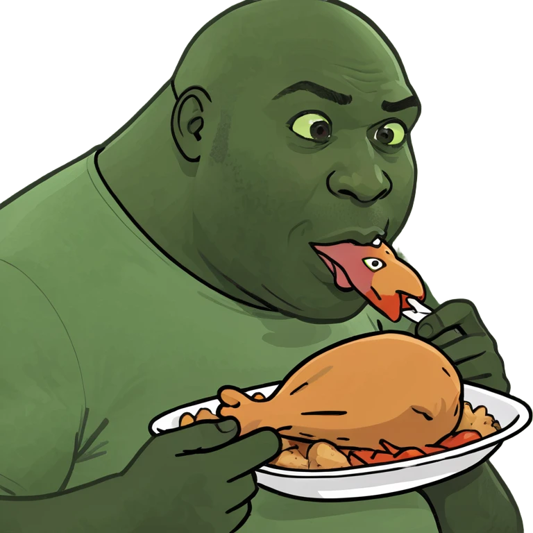 Big black guy eating chicken emoji