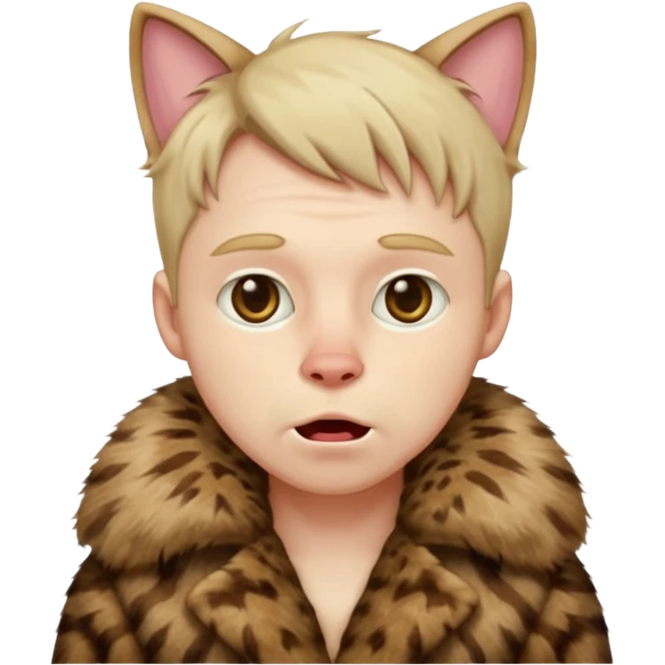 create an emoji of a guy drooling violently with a cat fur coat emoji