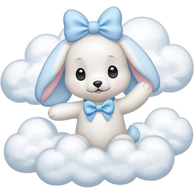 Cinnamon roll from sanrio dancing in the clouds emoji