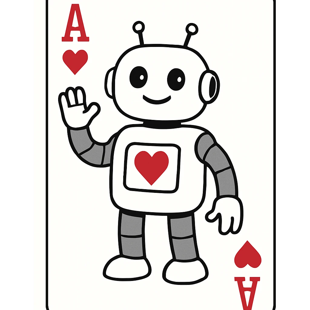 A friendly robot with rounded edges, antennas, and simple facial features, standing in a characteristic pose against a clean background emoji