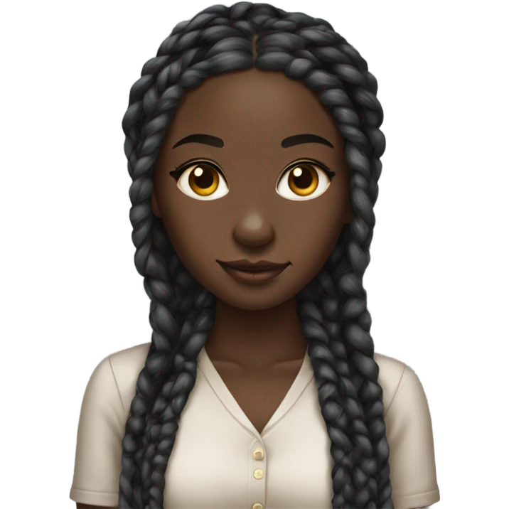 darkskin girl with box braids emoji
