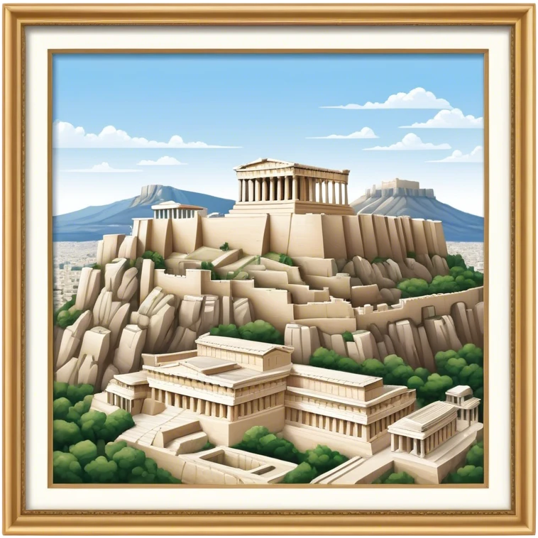Cinematic Realistic Acropolis Landmark Emoji, showcasing ancient ruins set against a clear sky rendered with intricate detail and timeless lighting. emoji