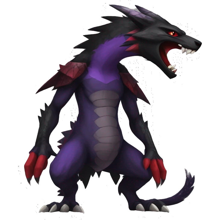 Black and purple and red edgy punk nargacuga-sergal full body emoji
