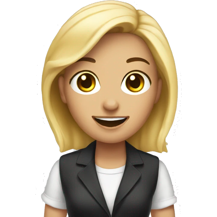 A whitwgirlhost is holding a microphone. emoji