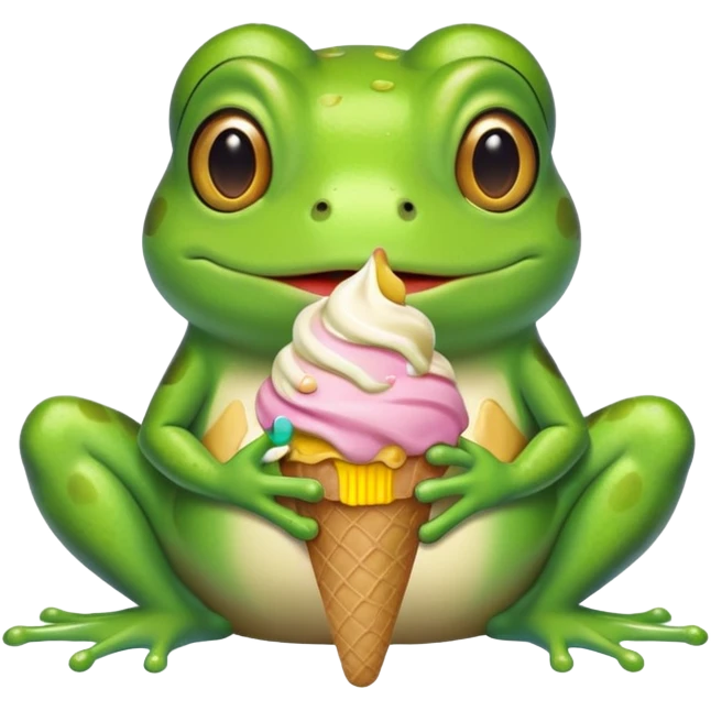 dondurma yiyen kurbağa emoji