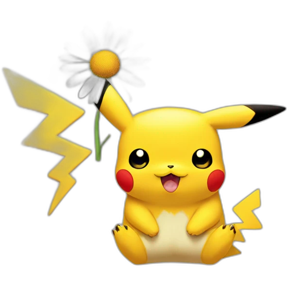 Pikachu déguisé en Daisy emoji