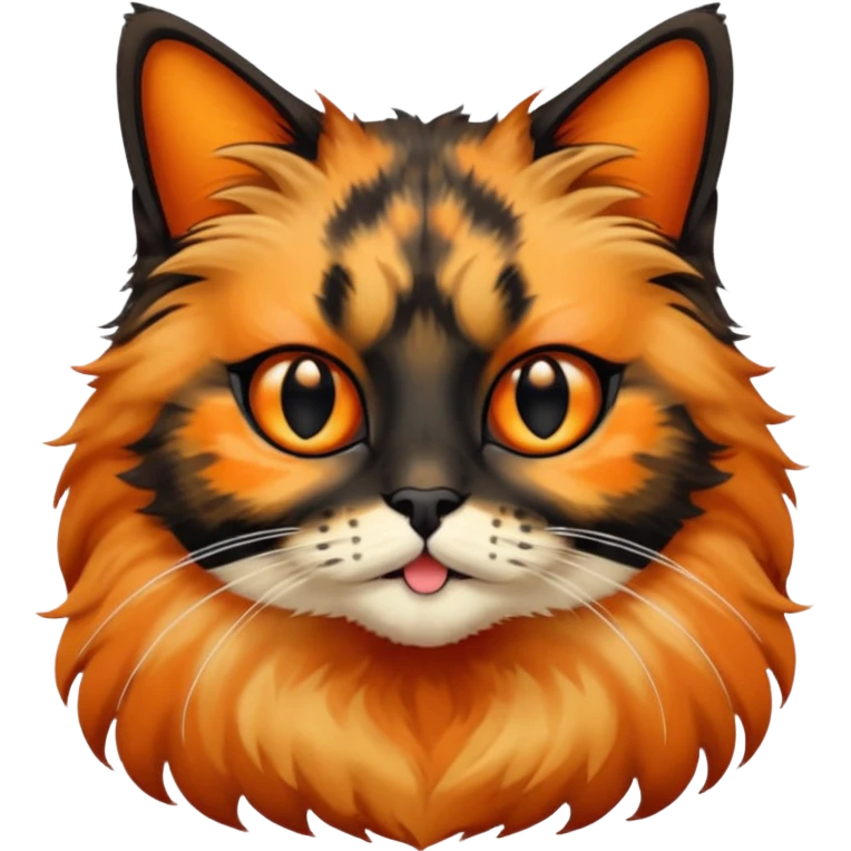 long hair tortoiseshell cat with a black face emoji