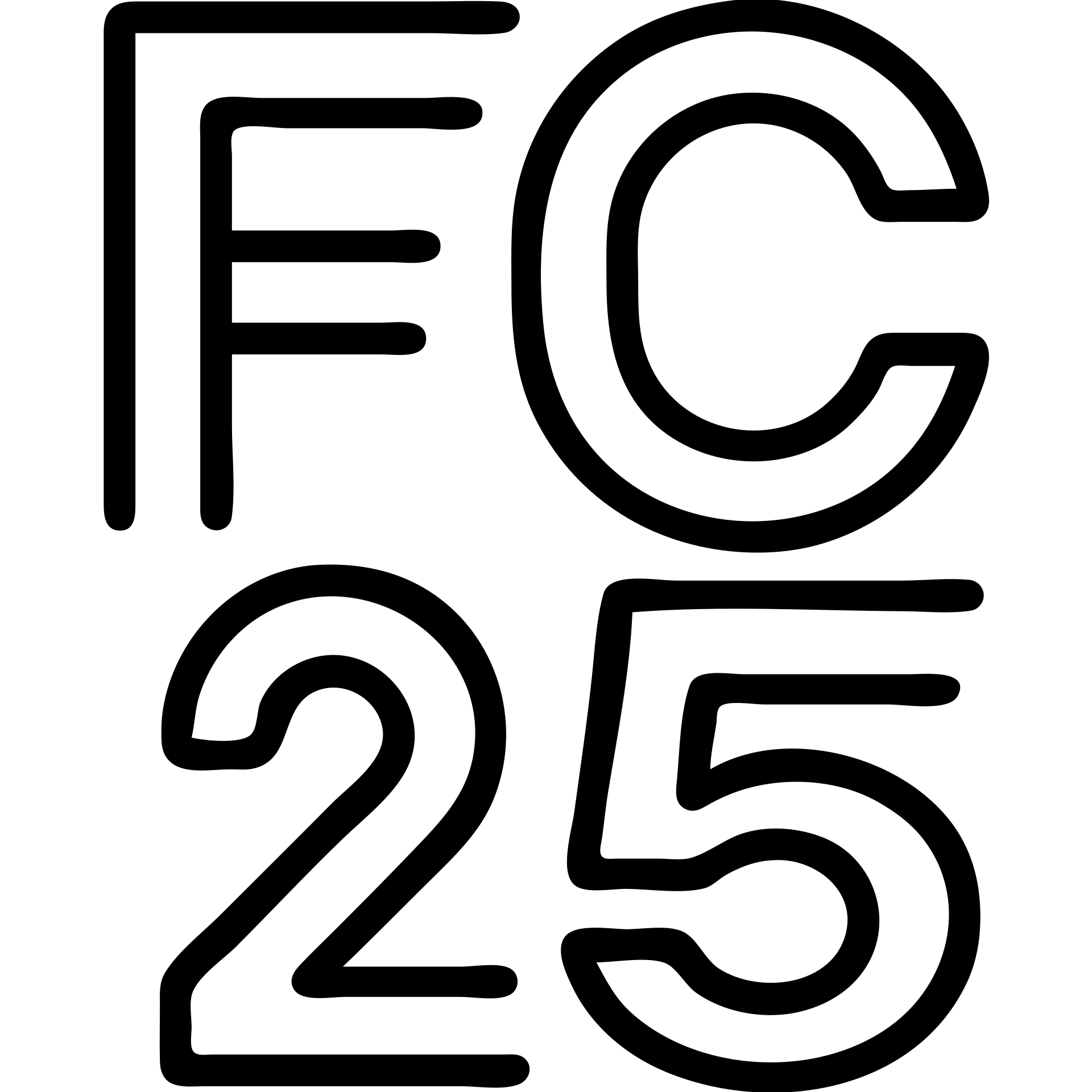 minimal icon of 'FC 25' as a monogram, outlined, no fill, geometric style emoji