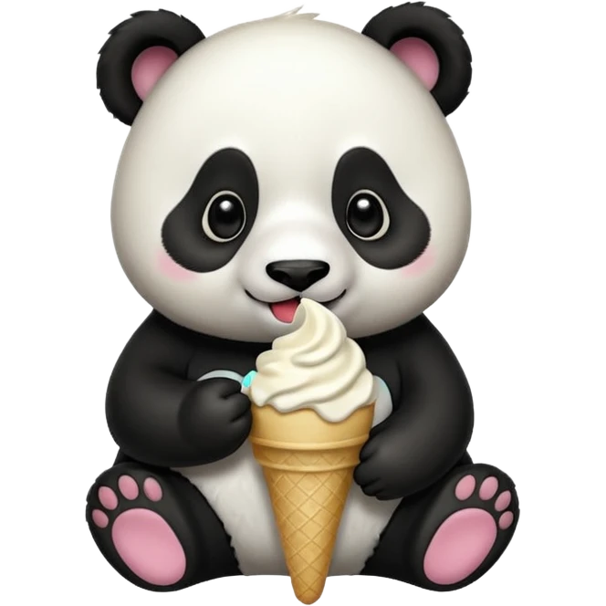 Panda eating ice cream emoji