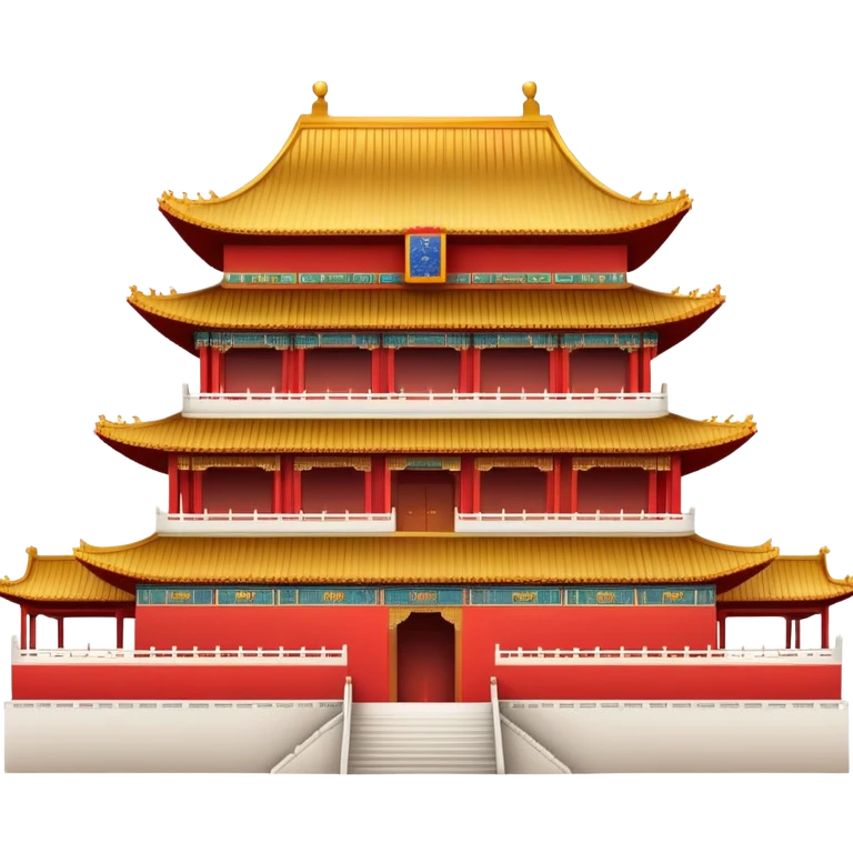 Imperial Chinese palace building with red walls, golden roof decorations emoji