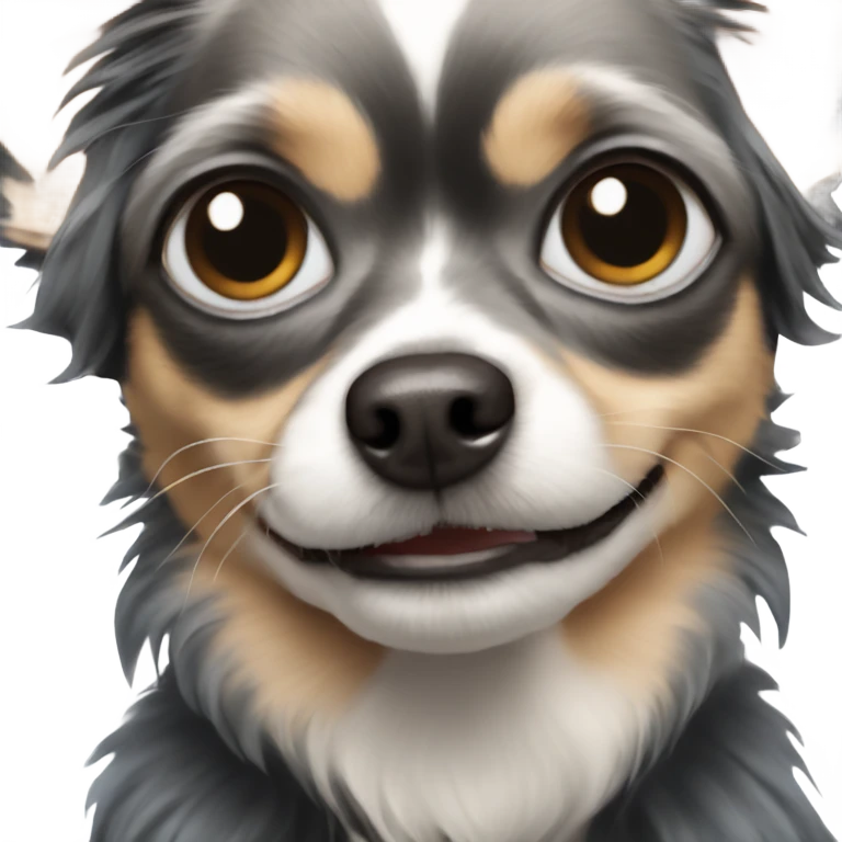 Old man blue eyes hold black long haired chihuahua emoji