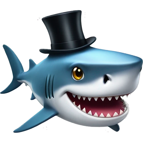 Shark with a top hat emoji
