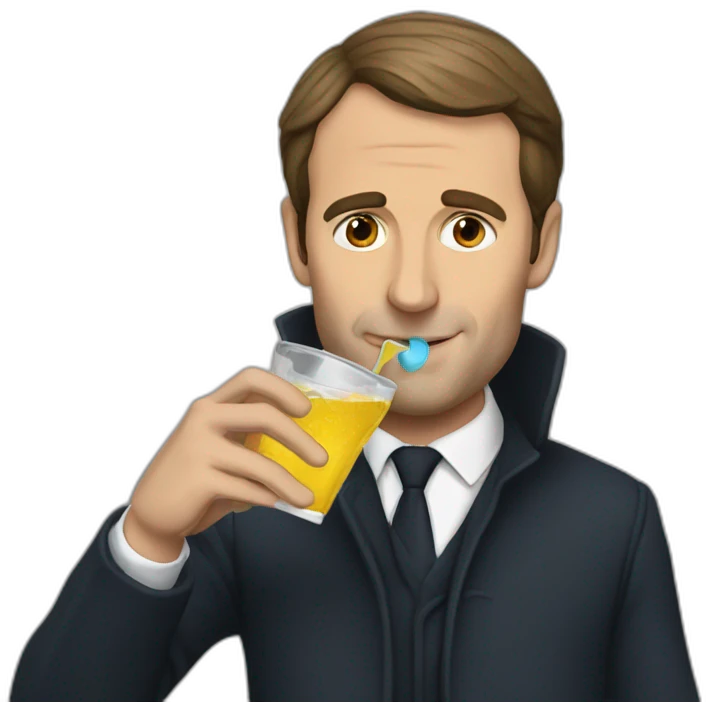 Macron drinking bire emoji