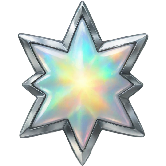 Silver chrome four-point star opal emoji