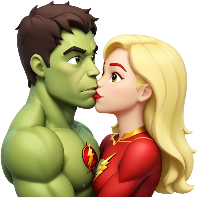The Flash in Kiss She Flash Girl Romantic Hulk Mix "3d Emoji Old" emoji