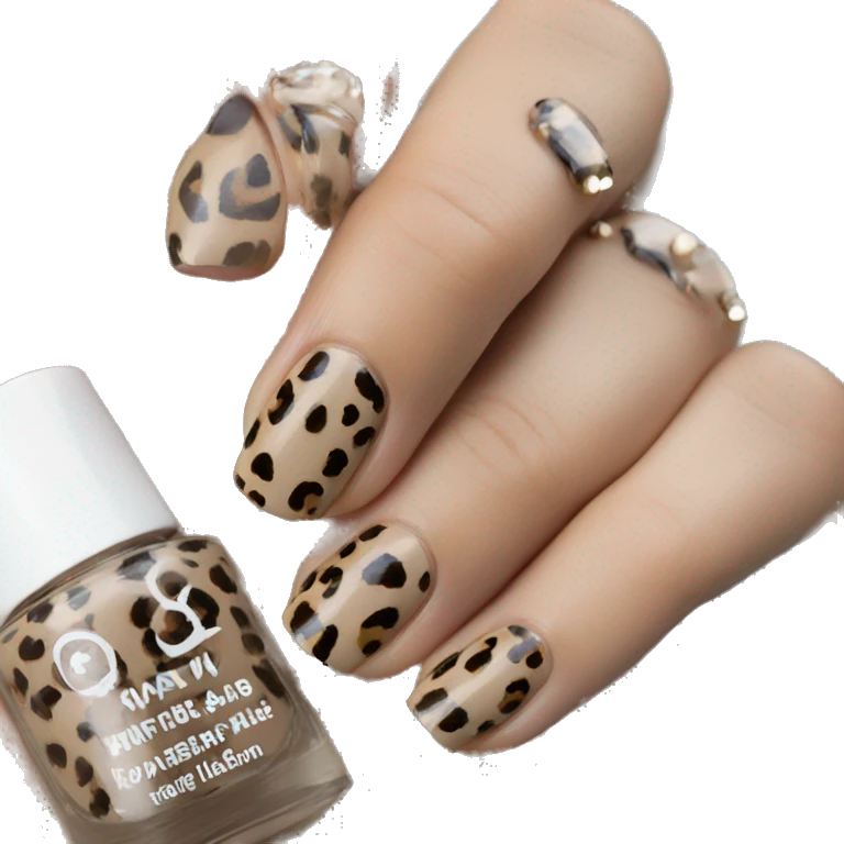 muted leopard print nails emoji