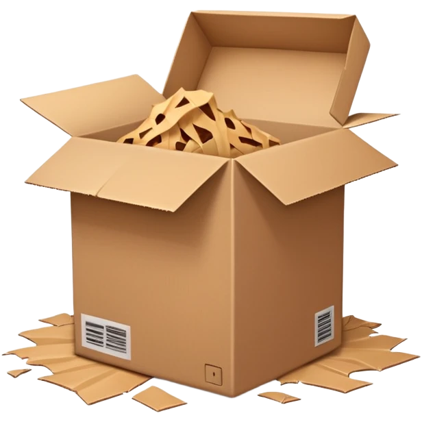 Generate a realistic emoji of a package being desgtroyed  emoji