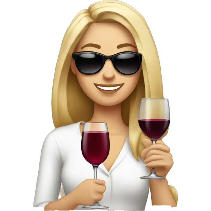 White girl wearing sunglasses holding a glass of wine  emoji
