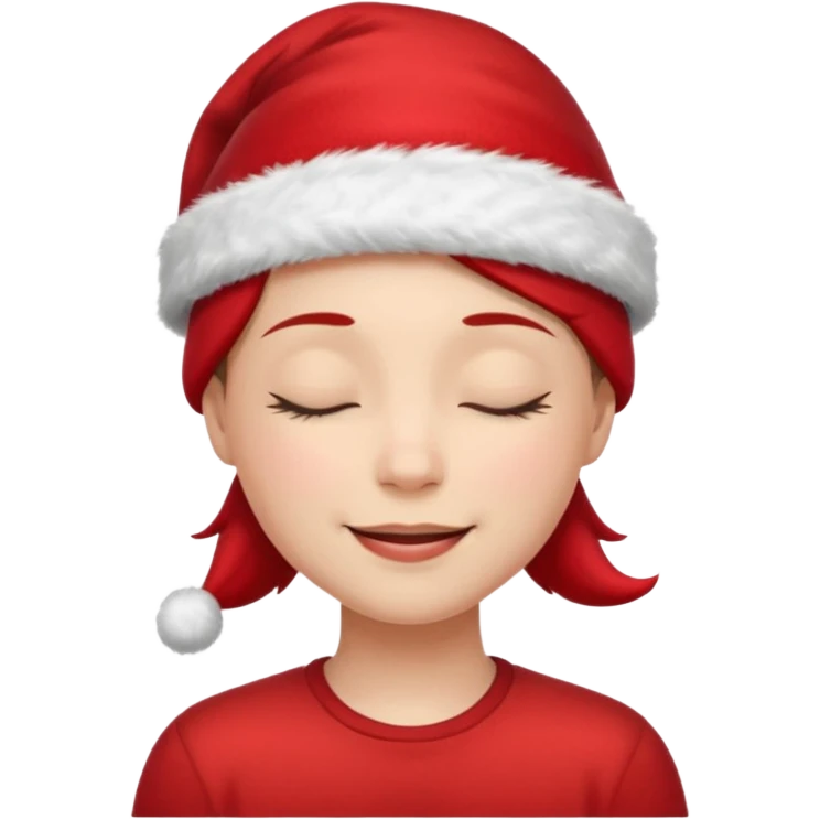 Smile with closed eyes in a red Christmas hat emoji